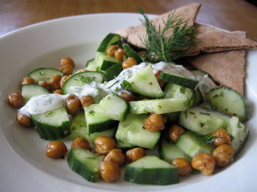 Porn photo in-my-mouth:  Cucumber and Roasted Chickpea