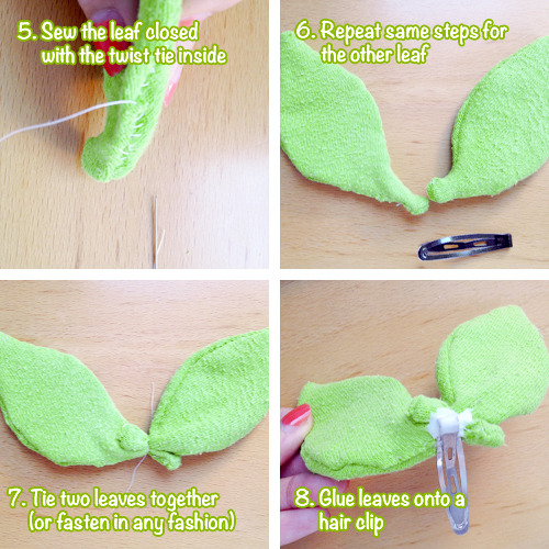 b1a4roadtrip-sf:  DIY Sprout Hair clip Day 21 (aka 29 Days Until) - Sprout MakingHere’s the little sprout hair clip I made with a pair of socks, twist ties from the grocery store, an old hair clip, sewing needle/thread/scissors, and glue. Are there