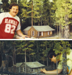 thedeaditeslayer:  James Belohovek and his miniature cabin made for Evil Dead 2