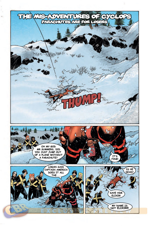 comicbookparody: The Mis-Adventures of Cyclops: Parachutes are for losers.Poor Scott Summers is alwa