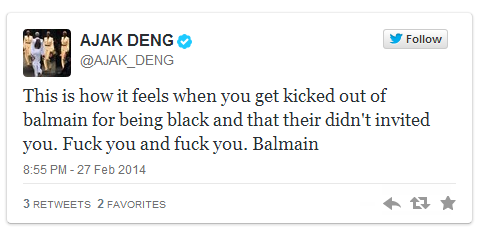 dynastylnoire:  ragstoreverie:  dynamicafrica:  Weighing In: Racism, Balmain  and