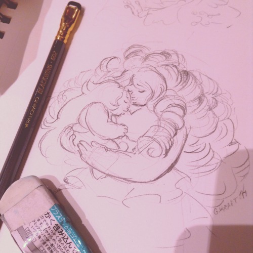 gracekraft:  Some loose watercolor for brush testing.    I’m curious as to what Amethyst and Rose Quartz’s relationship was like, and if both of their Gems being from the Quartz family made them related in some way.