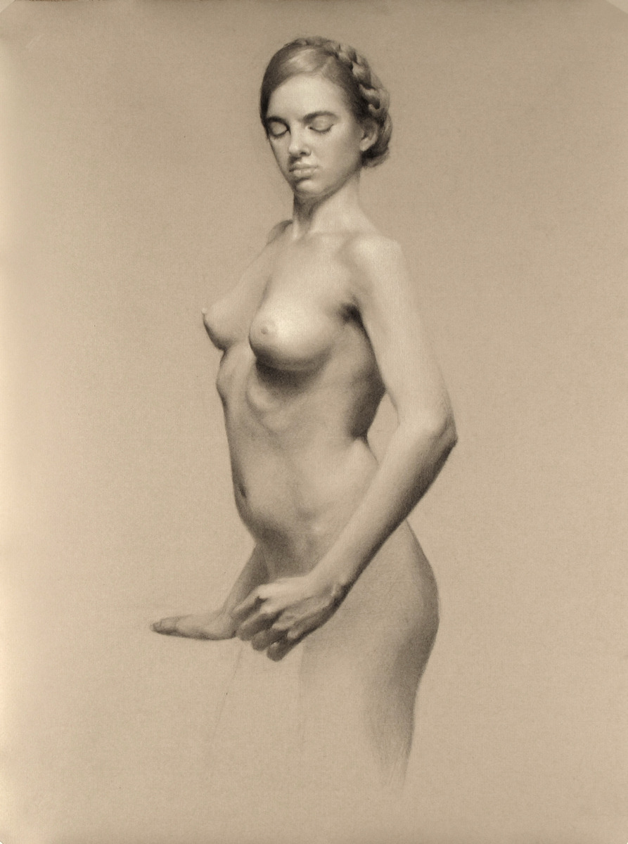 paintasyoulike:Holly White-Gehrt, vine charcoal and white chalk on toned paper, 2010