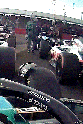 Sebastian Vettel Congratulating Mick Schumacher On His First Points In F1 At The 2022 British Grand Prix