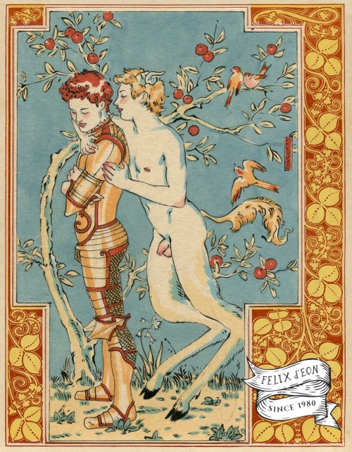 A Fauns Conquest and A Knights Surrender. Two paintings in vintage style of the beauty of queer love