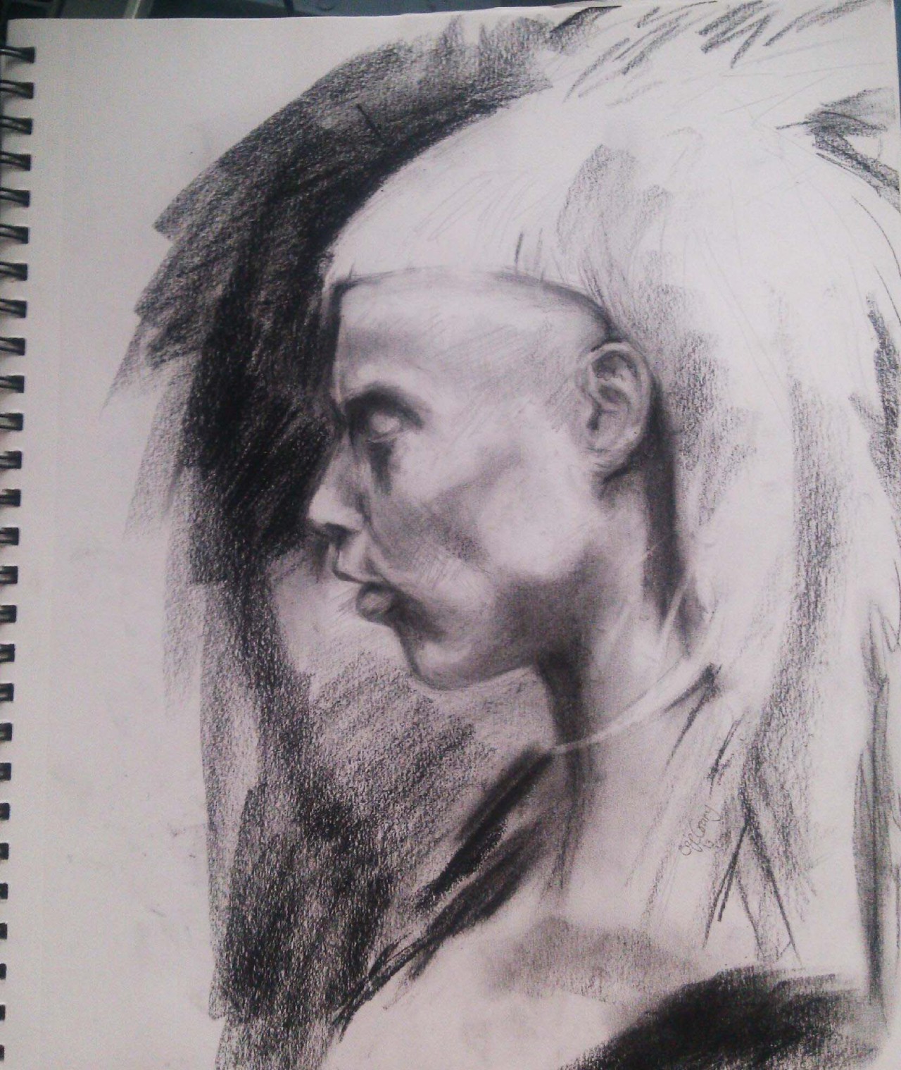 A charcoal sketch of Yolandi Visser