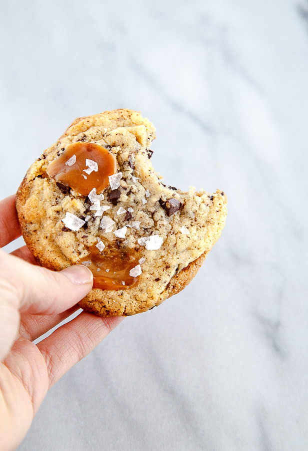 food52:  Come to me.Big Salty Chocolate Chip Cookies with Caramel via Dessert for