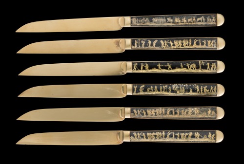  Object of the Week: Set of 24 Gold Dessert Knives with Reverse-Gilded Glass Handles, Pierre Bizos (