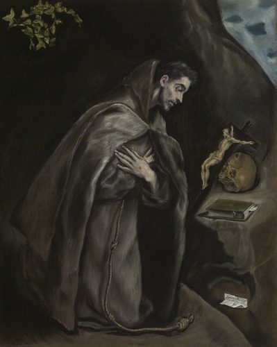 Saint Francis Kneeling in Meditation, Domenico Theotokópoulos, called El Greco, 1595, Art Ins