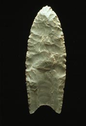 A 11,000-year-old bifacial Clovis point, probably from Virginia.Clovis points are the earliest flint