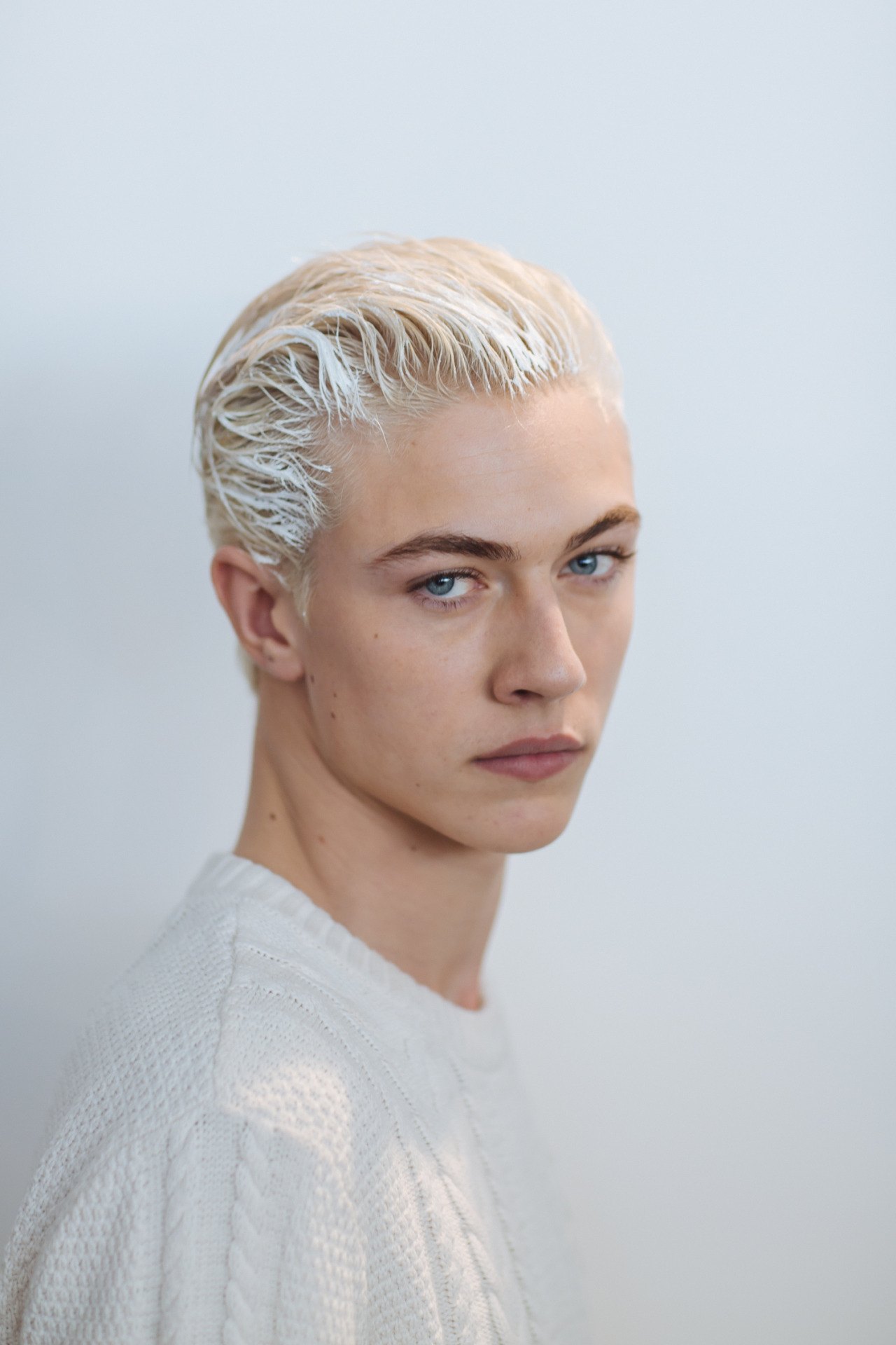 youbroketheinternet:Lucky Blue Smith - Backstage at Jeremy Scott FW15