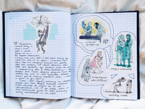 post–grad:  some spreads from my much-neglected bullet journal/journal-journal this quarter. 