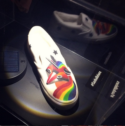 A Vans shoe painted by Sasha Unisex featured at the Milan Tattoo Convention in February 2015.