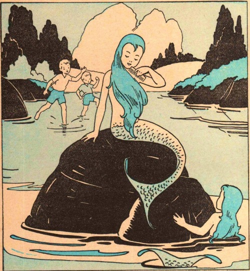 girl-o-matic: Vintage mermaid print from The Big Story Book, 1938