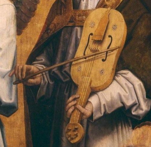 catholic-millenial: Hans Memling - Christ with singing and music-making Angels, detail. Royal Museum