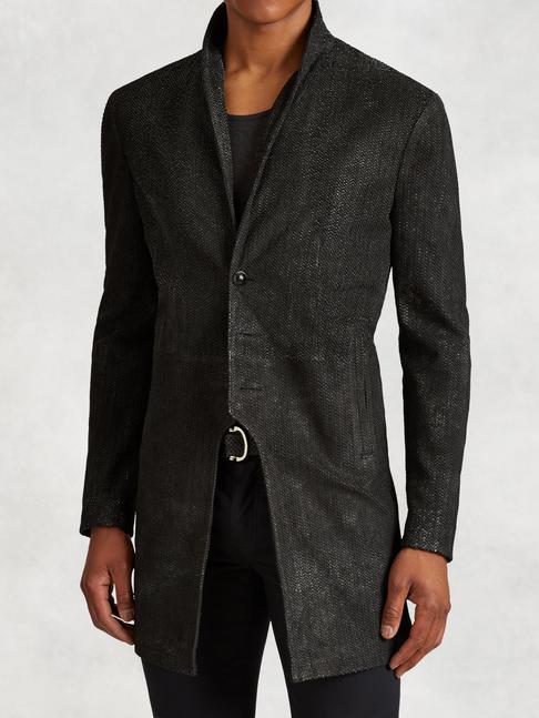 John Varvatos - Scored Leather Cutaway Coat