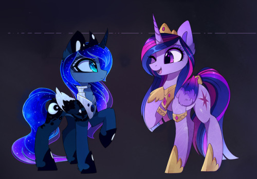 magnalunaarts:  Adult Twi and older Selena/Luna Yes, Twi will be taller than Luna :3 Also, Luna’s mane sometimes switch to white.   