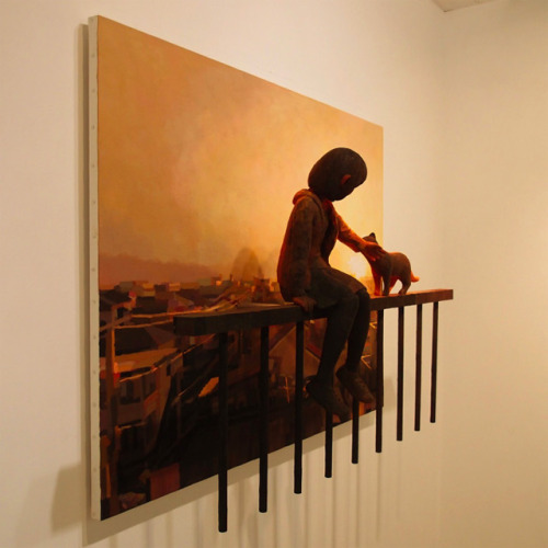f-l-e-u-r-d-e-l-y-s:  Artist Shintaro Ohata Seamlessly Blends Sculpture and Canvas to Create 3D Paintings When first viewing the artwork of Shintaro Ohata up close it appears the scenes are made from simple oil paints, but take a step back and you’re