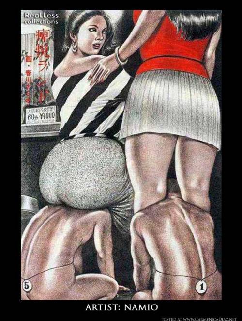 carmenicadiaz:  Today is a FemDom Friday with a difference as I have decided to focus on the art of Osaka artist Namio Harukawa (with my tongue firmly in my cheek!)Namio is known for drawings of dominant women sitting on the faces of weak and submissive