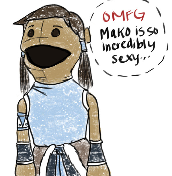 equalistmako:  Caught. (For Old Gregg. You asked for a dorky Makorra drawing, but