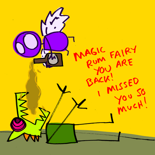 explodingdog:a longing for old friends.(more Magic Rum Fairy)