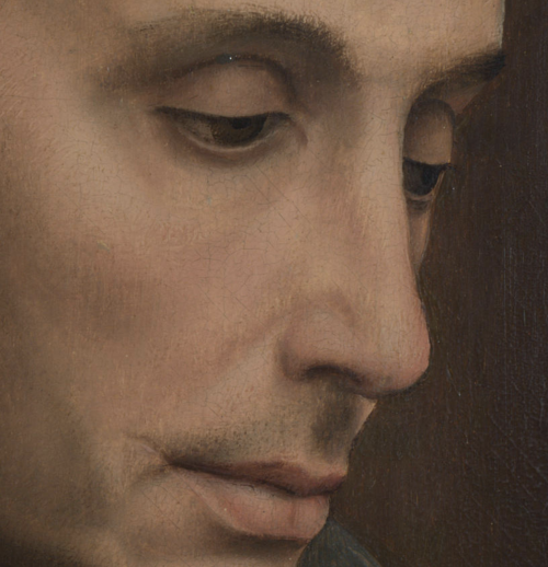 speciesbarocus: Rogier van der Weyden (workshop of) - A Man Reading (St. Ivo?) (c. 1450). Detail. Ivo of Kermartin is the patron saint of abandoned children. 