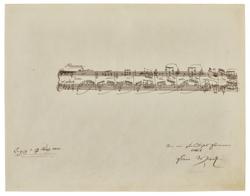 barcarole:Autograph by Clara Schumann with an excerpt from her Trois romances Op.11, dated from betw