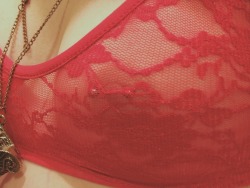 moneypowerloverespect:  3 of my favorite things. Red , lace &amp; my darling piercing. 