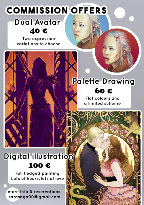 saracuervo:saracuervo: Commissions are now open!DM or email me at sarasaga90@gmail.com for a slot. H