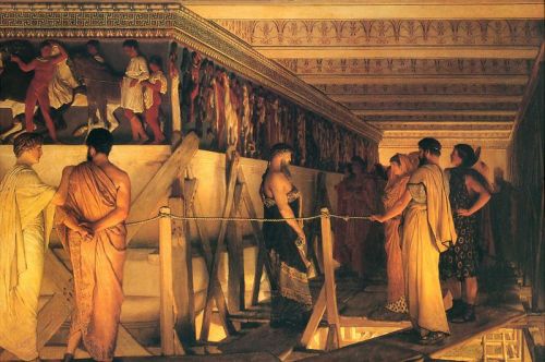 Phidias Showing the Frieze of the Parthenon to his Friends by Sir Lawrence Alma-Tadema, 1868. Birmin