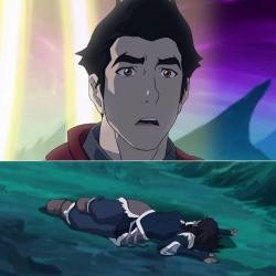 mrspettyferr:  makorraftw:  &ldquo;This is just so sad. Mako is looking at Korra who is temporarily unconscious. He knows something terrible has happened and all he wants to do is to make sure she is alright. He wants to protect her and seeing her laying