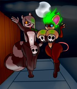 milkiemouse:  norithics:@milkiemouse‘s Milkette has to make herself up to look like a normal person, and letting her ‘hair down’ is the privilege of Halloween! As for me? I just part my hair on the other side. Get ready, world, a coupl’a zombies