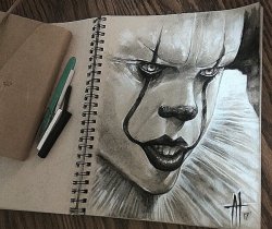 crivil:  Pennywise Charcoal sketch by ATxCustomArt 