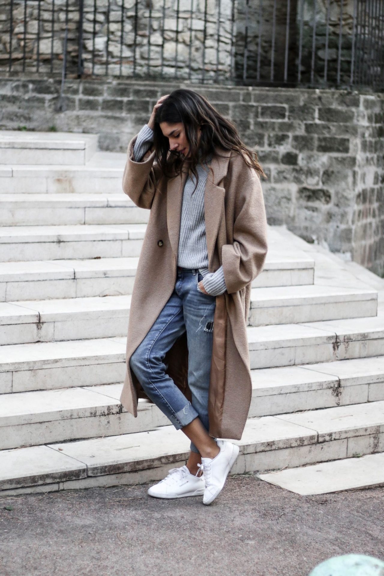 An effortless city style, this over-sized taupe... - Street Style ...