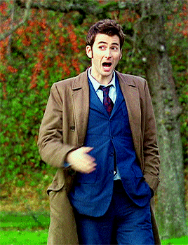 tennant:Tenth Doctor (and Tentoo) + the red pinstripes, blue suit— Costume design by Louise Page