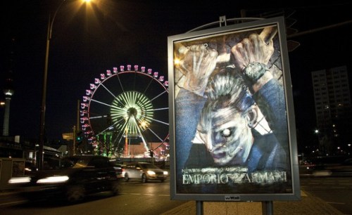 sixpenceee:Berlin street artist, Vermibus dissolves advertisements with solvents, giving them an eerie mummified look. Watch his video here: X More posts like this here: X