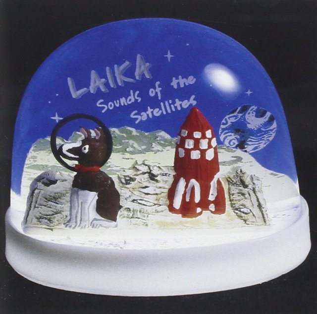 Laika - Sounds of the Satellites  1997 #laika #Sounds of the Satellites #1990s#1997#illustration#dog#rocket#planet#album cover#animal