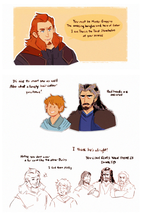 seadeepspaceontheside:  Dain, come get your son. Thorin III Stonehelm - Young, Sociable, Red head, B