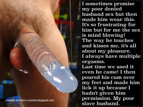 curiousaboutchastity:  Try Emla cream and a condom next time before putting it on him, the Emla will numb all sensation and make it even harder for him to cum