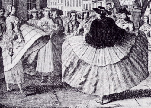 Hoop skirts from the 1730sHoops return with a vengeance in the 18th century. The names ‘farthingale’