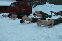 czech-boys:  Shirtless Czech boys from Šluknov doing push-ups in winter 