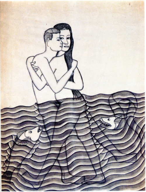 Ida Bagus Nyoman Rai (Balinese, 1915–2000). Theo Meier and Made Pigi making love in the water.