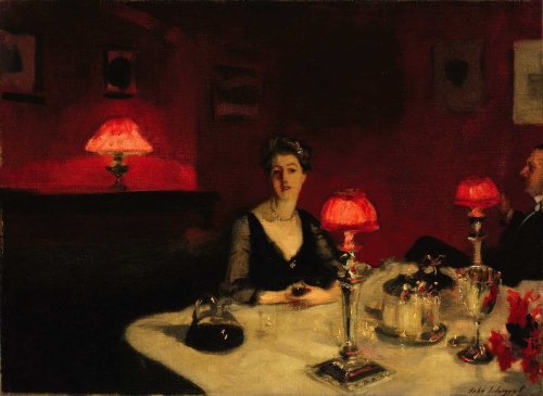 shear-in-spuh-rey-shuhn:JOHN SINGER SARGENTA Dinner Table At NightOil on Canvas