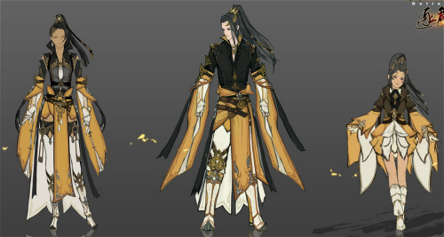 Costume concept design of different martial art schools in the game JX3 inspired by traditional chin