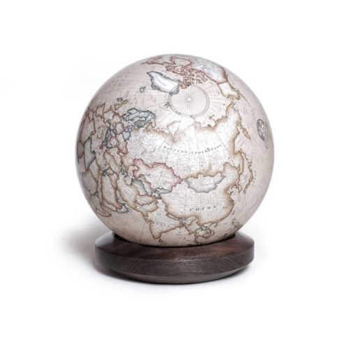 36cm Mini Desk Globe in the colouring Parchment Cassini. The globe spins 360 degrees in a fluid moti