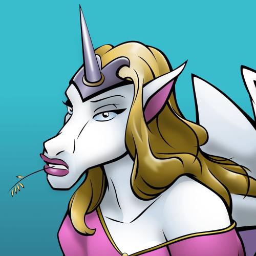 Hay, why the long face? Una is very nearly* the last female canon gargoyle I haven’t ever draw