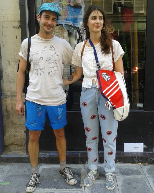 Couple wearing Bowsdontcry dolphin short and sexy mouth jeans! #bowsdontcry #noirkennedy #clothing #