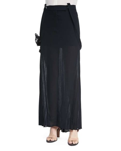 Long Pleated Skirt W/ Suspenders