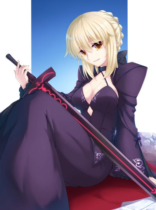 rarts:  Cute Saber Alter (Artoria Alter) with sword: Fate series anime fanart  [Artist: 蜃楼つきみ]