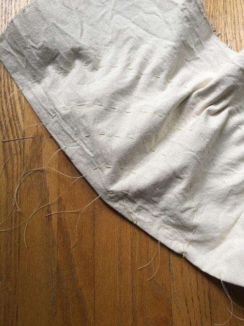 Shibori stitching: At the cottage last month, I also brought “prepared for dye” fabric that I wanted